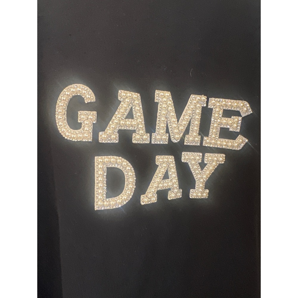 Game Day Pearl Rhinestone Sweatshirt Basketball Sequin sports game Black 2XL EUC - Picture 2 of 7
